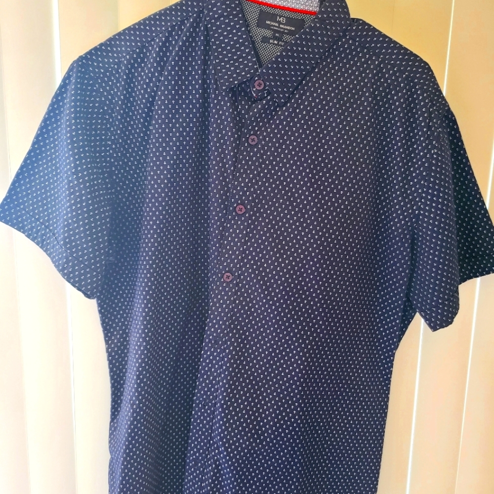Mens button down short sleeve casual shirt